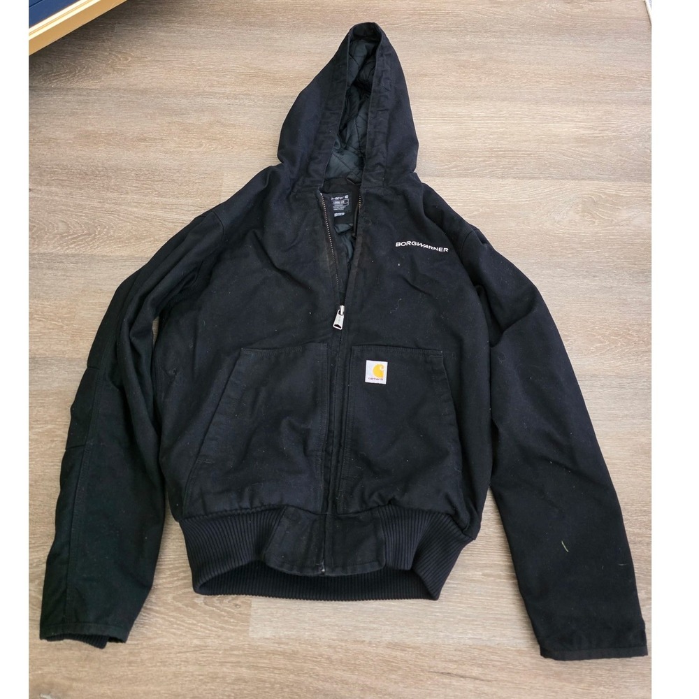 Carhartt J130-M Loose Fit Active Jacket Black Duck Canvas Hooded Men Small